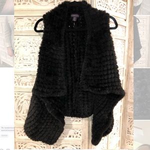 Black faux fur vest